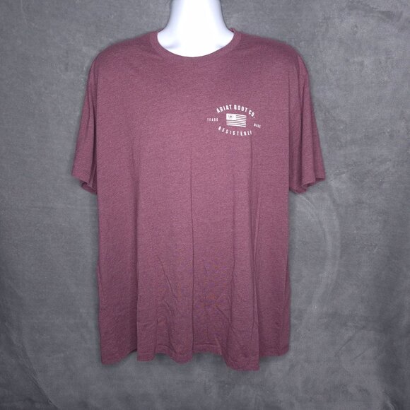Ariat Boot Co. Mens Graphic T-Shirt XXL Short Sleeve Heathered Maroon Tee - Picture 2 of 5
